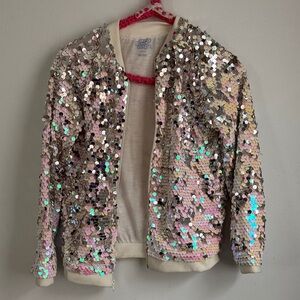 More Than Magic Iridescent Pink and Silver Sequin Jacket